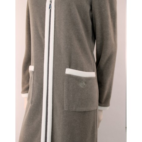 Robe de chambre droite zippée GREIGE de Louis Féraud