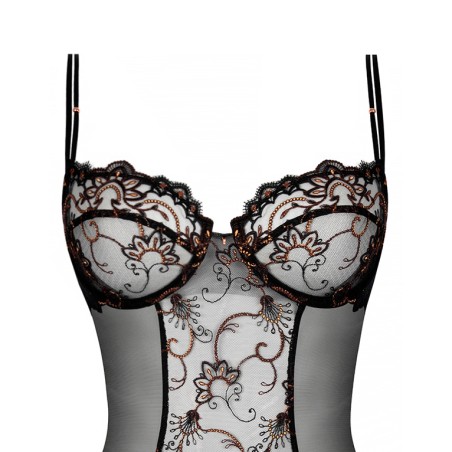 Body corbeille brodé noir & cuivre - Lise Charmel