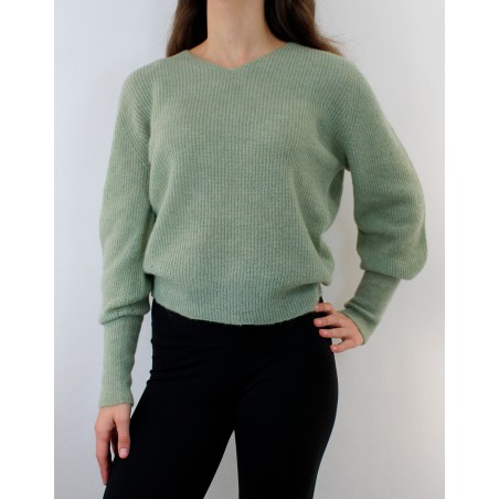 Pull en ALPAGA - col V - Salvia d'Oscalito