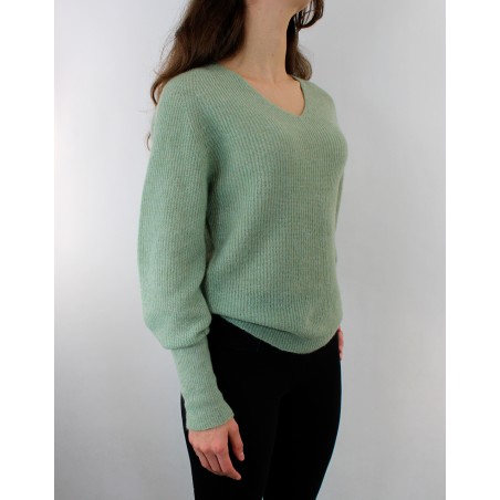 Pull en ALPAGA - col V - Salvia d'Oscalito