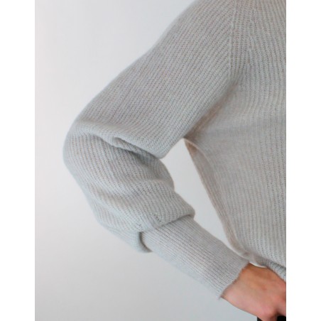 Pull en ALPAGA - col V - Beige d'Oscalito