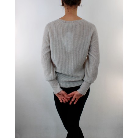 Pull en ALPAGA - col V - Beige d'Oscalito