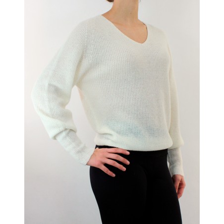 Pull en ALPAGA - col V - Champagne d'Oscalito
