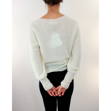 Pull en ALPAGA - col V - Champagne d'Oscalito