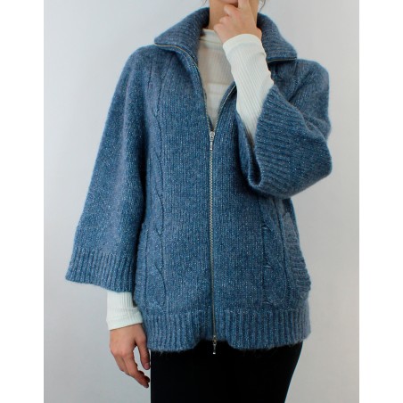 Gilet zippé en ALPAGA et Laine - Carta Zucch d'Oscalito