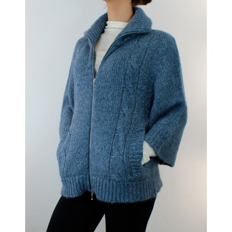 Gilet zippé en ALPAGA et Laine - Carta Zucch d'Oscalito