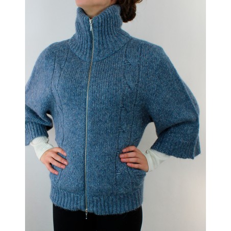 Gilet zippé en ALPAGA et Laine - Carta Zucch d'Oscalito