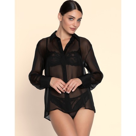 Chemisier en mousseline de soie noir - LISE CHARMEL