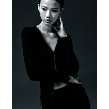 Top Gilet zipé fantaisie à strass d'Oscalito