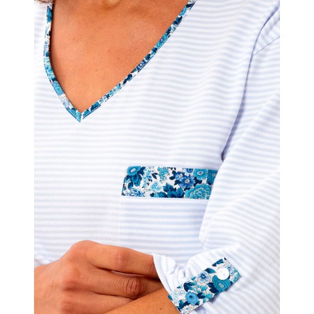 Chemise de nuit coton BLEU CIEL - Le Chat