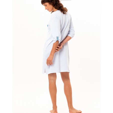 Chemise de nuit coton BLEU CIEL - Le Chat