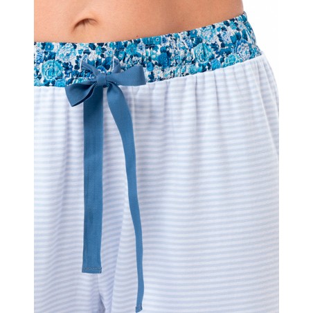 Pyjama coton rayé bleu ciel - Le Chat
