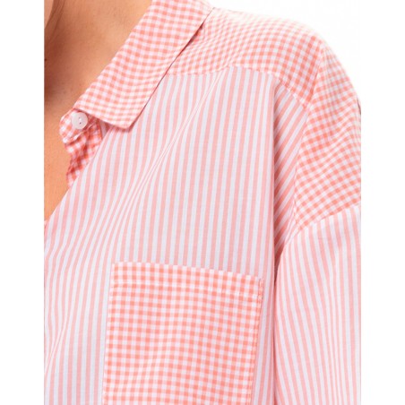 Pyjama coton  Corail et blanc LE CHAT