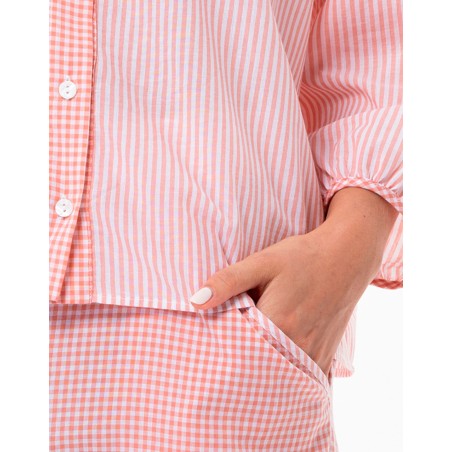 Pyjama coton  Corail et blanc LE CHAT