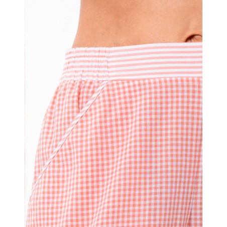Pyjama coton  Corail et blanc LE CHAT