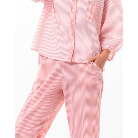 Pyjama coton  Corail et blanc LE CHAT