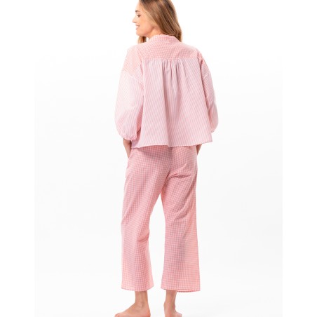 Pyjama coton  Corail et blanc LE CHAT