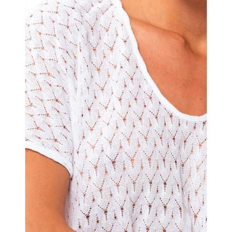 Top maille ajourée Blanc - Le Chat