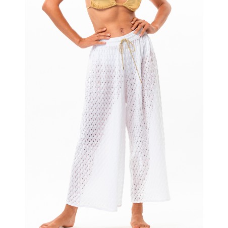 Pantalon maille ajourée Blanc - Le Chat