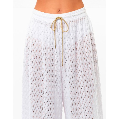 Pantalon maille ajourée Blanc - Le Chat