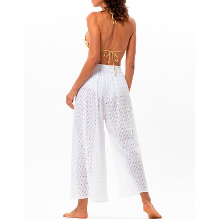 Pantalon maille ajourée Blanc - Le Chat