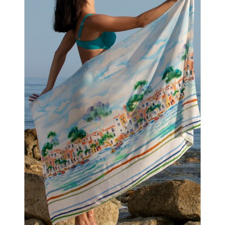 Paréo dessiné Portofino de Lise Charmel