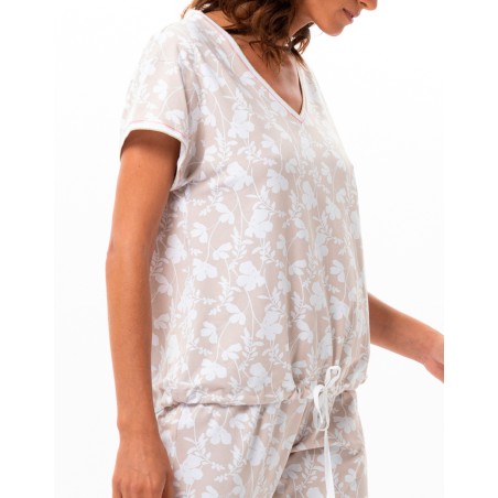 Pyjama manches courtes Blanc & Beige - Le Chat lingerie