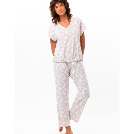 Pyjama manches courtes Blanc & Beige - Le Chat lingerie
