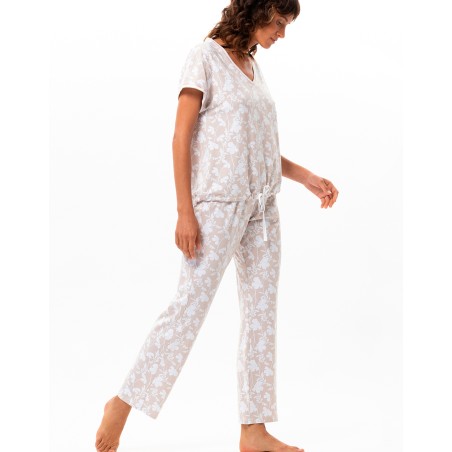Pyjama manches courtes Blanc & Beige - Le Chat lingerie