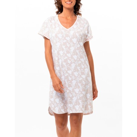 Chemise de nuit Blanc & Beige de Le Chat