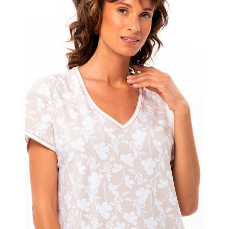 Chemise de nuit Blanc & Beige de Le Chat