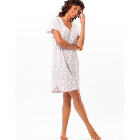 Chemise de nuit Blanc & Beige de Le Chat