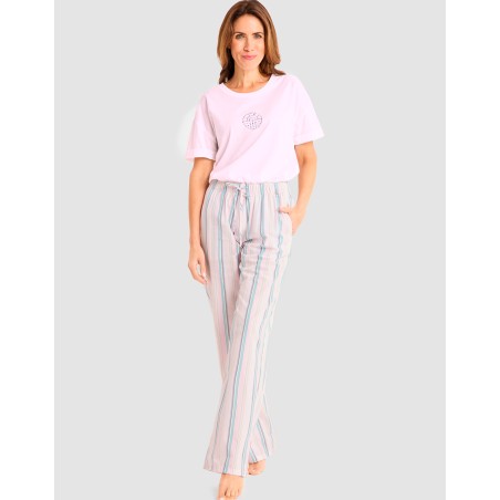 Pyjama coton M/C bicolore - LOUIS FERAUD