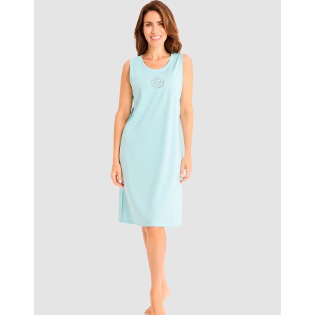 Chemise de nuit coton S/M BLEU LAGUNE - LOUIS FERAUD