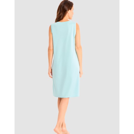 Chemise de nuit coton S/M BLEU LAGUNE - LOUIS FERAUD