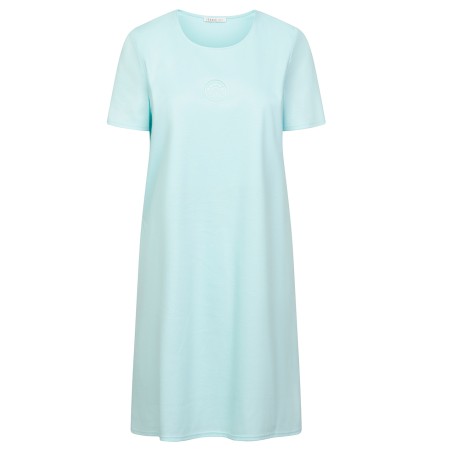Chemise de nuit coton M/C Bleu Lagune - Louis Féraud