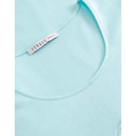 Chemise de nuit coton M/C Bleu Lagune - Louis Féraud
