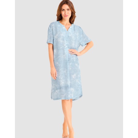 Chemise de nuit M/C Bleu Denim - Louis Féraud