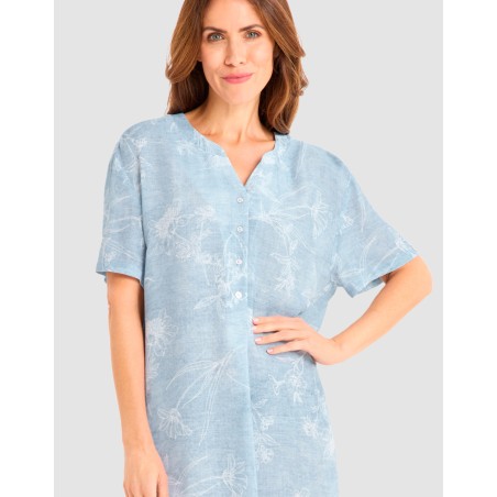 Chemise de nuit M/C Bleu Denim - Louis Féraud