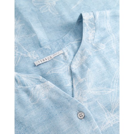 Chemise de nuit M/C Bleu Denim - Louis Féraud