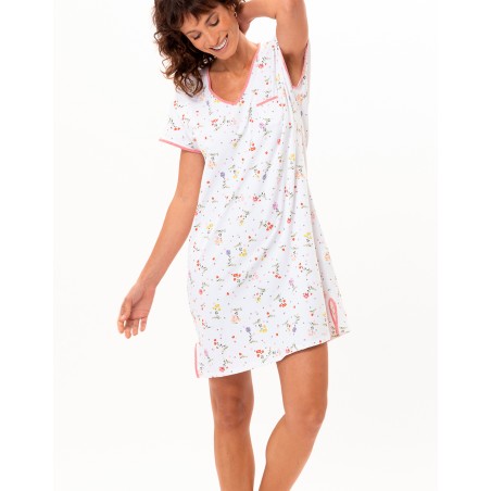 Chemise de nuit coton manches courtes - Le Chat