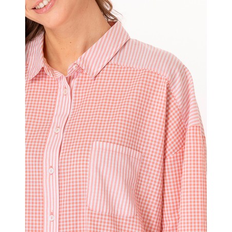 Liquette coton  Corail et blanc - LE CHAT