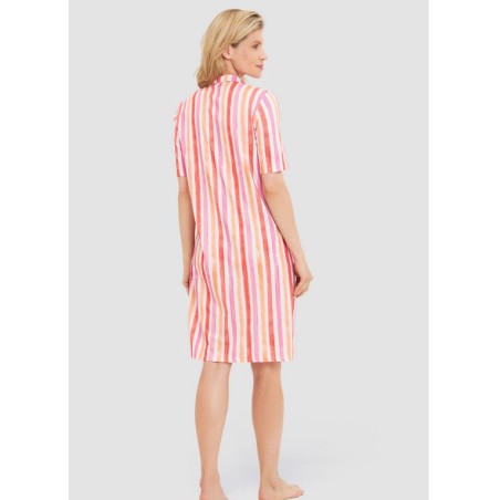 Chemise de nuit coton M/C "Stripe Multico" - Rosch Lingerie