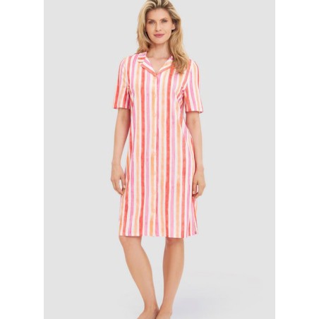 Chemise de nuit coton M/C "Stripe Multico" - Rosch Lingerie