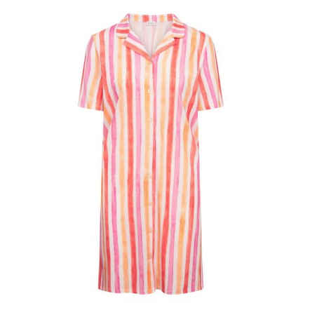 Chemise de nuit coton M/C "Stripe Multico" - Rosch Lingerie